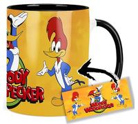 MasTazas Woody Woodpecker Tasse Ceramique Intérieure et Poignée Noire Mug