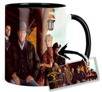 MasTazas Yellowstone Kevin Costner Kelly Reilly Luke Grimes Wes Bentley Tasse Ceramique Intérieure et Poignée Noire Mug