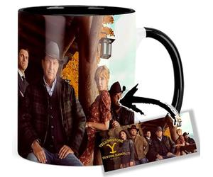 MasTazas Yellowstone Kevin Costner Kelly Reilly Luke Grimes Wes Bentley Tasse Ceramique Intérieure et Poignée Noire Mug