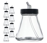 Master Airbrush Marque Boîte de 10-each Tb-010 vide 76,5 gram, (80cc) bouteilles en verre avec 30 ° Angle Adapter Couvercle Assembly bocaux Couvercle adaptateur double action Siphon alimentation Brosse à air Depot aérographe Accessoires, fonctionne avec double action Master, blaireau, Paasche Iwata Aérographe