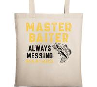 Master Baiter Always Messing with My Tackle Sac fourre-tout en coton écologique naturel Beige