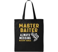 Master Baiter Always Messing with My Tackle Sac fourre-tout en coton écologique naturel Noir, Noir , Taille unique