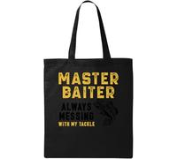 Master Baiter Always Messing with My Tackle Sac fourre-tout en coton écologique naturel Noir, Noir , Taille unique