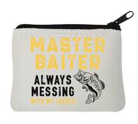 Master Baiter Porte-monnaie en néoprène Inscription Always Messing with My Tackle Blanc 10 x 11 cm