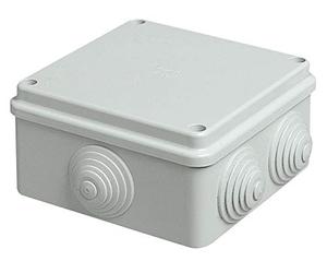 MASTER. Boîte de dérivation étanche IP55 en ABS gris Ral 7035 avec trous passe-câble 10 x 10 cm, 100 x 100 cm, résistance mécanique 6J, à visser, traditionnelle, avec borniers et rail DIN inclus