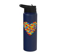 Master Builder Block Brick Building Heart Valentines Stainless Steel Insulated Water Bottle