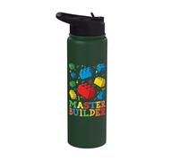 Master Builder Love Brick Block Building Brick Builder Stainless Steel Insulated Water Bottle