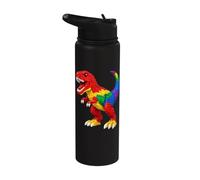 Master Builder Men Boys Kids Building Bricks Dinosaur T-Rex Stainless Steel Insulated Water Bottle