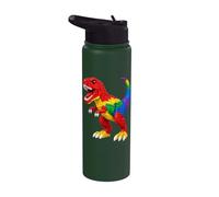 Master Builder Men Boys Kids Building Bricks Dinosaur T-Rex Stainless Steel Insulated Water Bottle