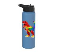 Master Builder Men Boys Kids Building Bricks Dinosaur T-Rex Stainless Steel Insulated Water Bottle