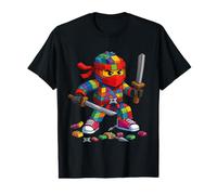 Master Builder Ninja Building Blocks Brick Builders Boys Kid T-Shirt Graphique avec Valeur
