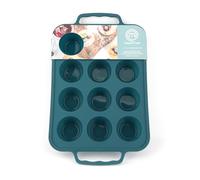 Master Chef Junior - Moule pour 12 mini muffins avec poignées en silicone Bleu dinde - Idéal pour la pâtisserie