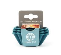 Master Chef Junior - Set de moules à muffins en forme de fleur, 4 pièces, bleu dinde, anti-adhésif, idéal pour la pâtisserie