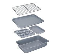 Master Class MCCERBAKE5PC MasterClass Smart Ceramic-Set de Plats de Cuisson Empilables en Acier au Carbone avec Revêtement en Céramique, Gris, 5 Pièces
