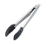 MasterClass - Pince de Cuisine en Acier Inoxydable avec Tête en Nylon, Noir / Argent, 28 cm
