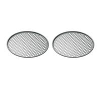 Master Class Plaque À Pizza Antiadhésive Pour Four Normal Et Four À Pizza, Perforée, Ronde 32 cm, Manchonnée (Lot de 2)