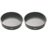 Master Class Plat À Sandwich, Moule À Gâteau Rond De 18 cm, Avec Fond Amovible, Antiadhésif, Acier Au Carbone Robuste De 1 Mm D'Épaisseur, Sans PFOA, 7 Pouces, Noir (Lot de 2)