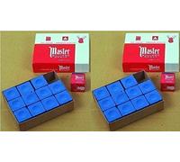Master - Craies De Billard Originale USA, 12 Pièces Dans Un Carton(Bleu/vert/rouge/gris) - 2 Paquets Bleu