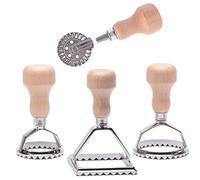 Master Feng Lot de 4 emporte-pièces pour raviolis avec poignée en bois et bord strié