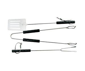 Master Grill MG101 Lot de 3 ustensiles pour barbecue avec spatule et fourchette, Noir