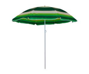 Master Grill&Party Parasol de 180 cm de diamètre, parasol de plage, parasol de balcon, Rayures blanches et vertes, 180 centimètres