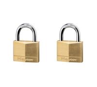 Master Lock 140EURD Cadenas à Clé en Laiton, mixte adulte, Doré(Standard), 6 x 4 x 1,3 cm, Doré(standard) (Lot de 2)