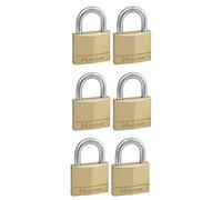 Master Lock 140EURSIX Lot de 6 Cadenas à Clé en Laiton, Doré, 6 x 4 x 1,3 cm