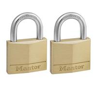 Master Lock 140EURT Lot de 2 Cadenas à Clé en Laiton, Doré, 6 x 4 x 1,3 cm