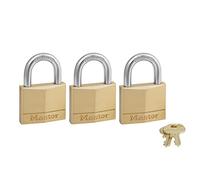Master Lock 140TRI Lot de 3 cadenas en laiton massif avec clé