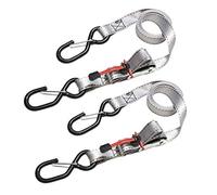 Master Lock 3113EURDAT Sangle d'Arrimage avec Crochets et Boucle, Gris, 1,80m x 25mm Sangle, Pack de 2