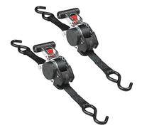 Master Lock 3238EURDAT Sangle d'Arrimage avec Crochets et Cliquet Rétractable, Noir, 3m x 25mm Sangle, Pack de 2