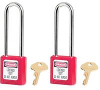 Master Lock 410LTRED Cadenas de Consignation en Thermoplastique pour Installations Mécaniques, Rouge, Anse 7,6 x 2 cm (Lot de 2)