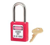 Master Lock Cadenas de consignation Zenex 410RED Anse métal 38 mm Rouge