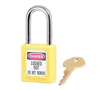 Master Lock 410YLW Cadenas de Consignation en Thermoplastique pour Installations Mécaniques, Jaune, Anse 3,8 x 2 cm