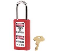 Master Lock 411RED Cadenas de Consignation en Thermoplastique pour Installations Mécaniques, Rouge, Anse 3,8 x 2 cm