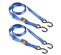 Master Lock 4368EURDAT Sangle d'Arrimage avec Crochets et Cliquet, Bleu, 2m x 25mm Sangle, Pack de 2