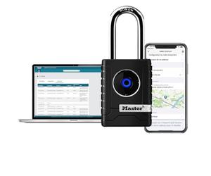 Master Lock 4401EURLHEC Cadenas Bluetooth connecté pour un usage privé ou professionnel, Etanche, Anse Longue Noir
