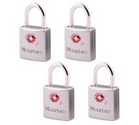 Master Lock 4683Q Lot de 4 cadenas en laiton pprouvée TSA pour bagages, sacs à dos, valises à fermeture éclair