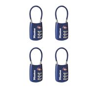 Master Lock 4688BLUEC4 Lot de 4 cadenas TSA pour bagages, sacs, fermetures Éclair, combinaison à définir, bleu