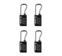 Master Lock 4696EC4 Lot de 4 cadenas à combinaison personnalisable, cadenas de valise accepté par la TSA, 3,33 cm, large, noir
