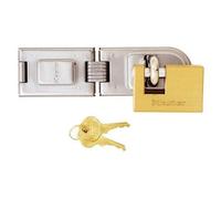 Master Lock Pack 606720EURD – moraillon à charnière et cadenas rectangulaire à clé