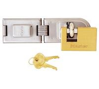 Master Lock 606720EURD Moraillon à double charnière + cadenas en laiton