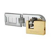 Master Lock 606720EURD Moraillon à double charnière + cadenas en laiton