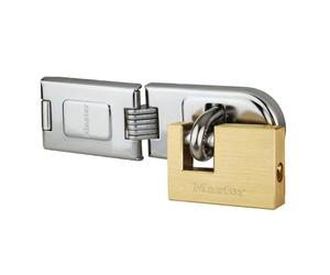 Master Lock 606720EURD Pack Comprenant un Moraillon à Charnière et un Cadenas Rectangulaire à Clé