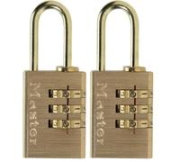 Master Lock 620EURD Cadenas à Combinaison à 3 Chiffres en Aluminium et Finition Laiton, Doré, 5,6 x 3 x 1,4 cm (Lot de 2)
