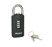 Master Lock – Cadenas 656EURDBLK – Aluminium 40 mm, combinaison frontale 4 chiffres, clé de secours