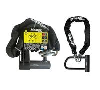 Master Lock 8376EURDPRO Antivol à chaîne pour vélo certifié haute résistance avec mini antivol en U à clé, homologué par la police, 220 x 75 mm, noir