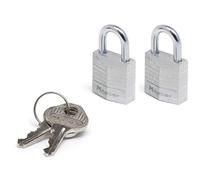 Master Lock 9120EURTCC Lot de 2 Cadenas à Clé en Aluminium Massif, Gris, 2 x 3,4 x 1,4 cm