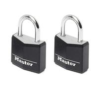 Master Lock 9130EURTBLK Lot de 2 Cadenas n Aluminium Massif recouvert de Vinyle, noir, 3 x 5,2 x 1,6 cm