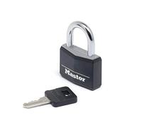 Master Lock 9140EURDBLK Cadenas n Aluminium Massif recouvert de Vinyle, noir, 4 x 5,9 x 1,3 cm